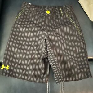 Under Armour Black and Gray Pinstripe Shorts